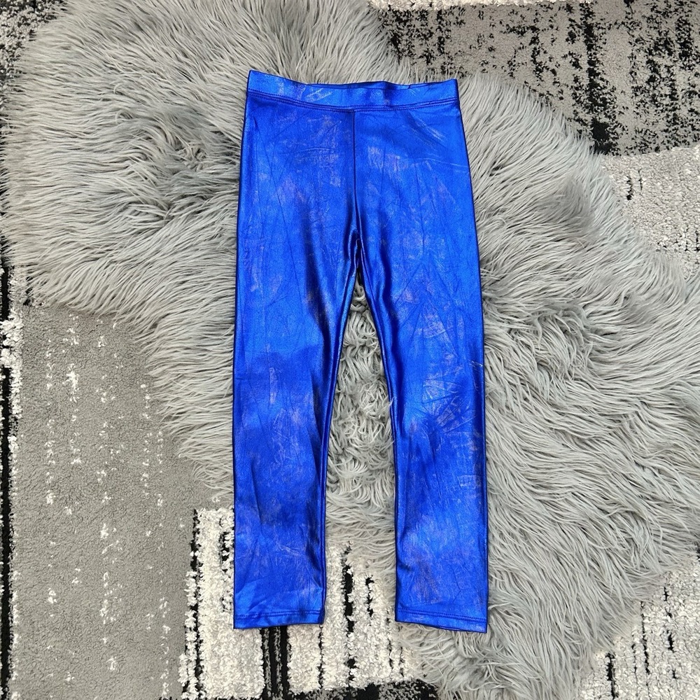 Frenchie Girls‎ Bright Metallic Blue Leggings Size 6Y NEW